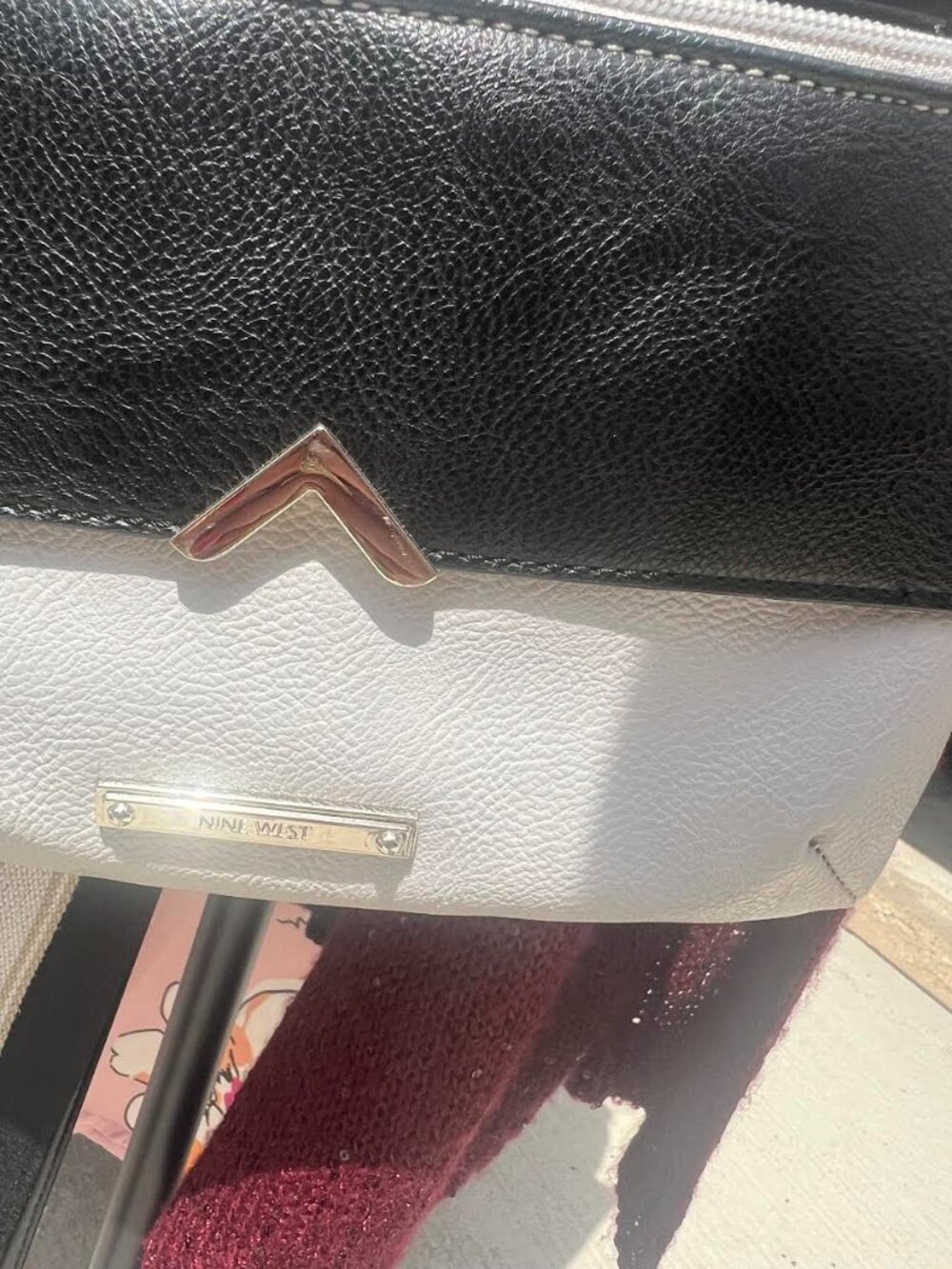 Black Grey Two-Tone Nine West Purse with Gold Accent